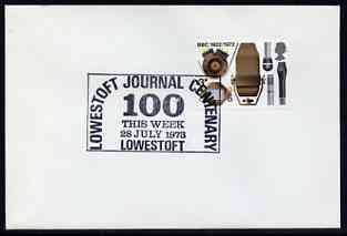 Postmark - Great Britain 1973 cover bearing special slogan cancellation for Lowestoft Journal Centenary, stamps on newspapers