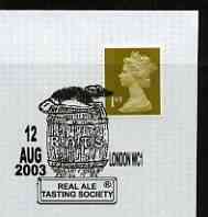 Postmark - Great Britain 2003 cover for Real Ale Tasting Society with illustrated cancel, stamps on alcohol, stamps on beer
