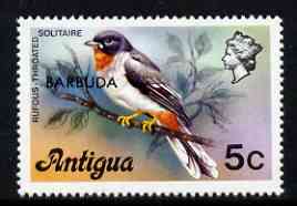 Barbuda 1977 Solitaire Bird 5c (optd on Antigua) unmounted mint, SG 310, stamps on birds