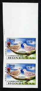 Honduras 2001 America - AIDS Awareness Campaign 4L30 Dove imperf marginal proof pair unmounted mint as SG1613, stamps on , stamps on  stamps on birds, stamps on  stamps on aids, stamps on  stamps on doves