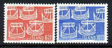 Iceland 1969 50th Anniversary of Northern Countries' Union perf set of 2 unmounted mint, SG 457-58*, stamps on ships, stamps on vikings, stamps on slania