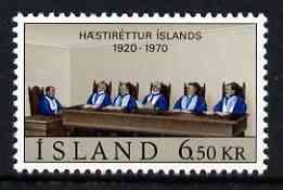 Iceland 1970 50th Anniversary of Icelandic Supreme Court 6k50 unmounted mint, SG 469*, stamps on courts, stamps on judicial, stamps on legal, stamps on  law , stamps on 