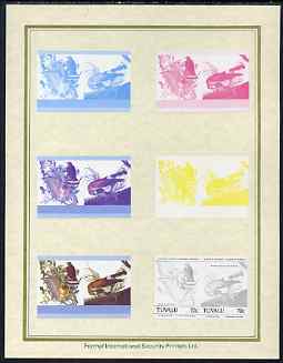 Tuvalu 1985 John Audubon Birds (Leaders of the World) 70c Broad Winged Hawk set of 7 imperf progressive proof pairs comprising the 4 individual colours plus 2, 3 and all ..., stamps on audubon, stamps on birds, stamps on birds of prey