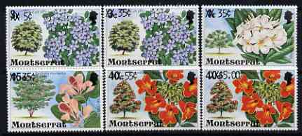 Montserrat 1980 Provisional opts on Flowering Trees perf set of 6 unmounted mint, SG 476-81*, stamps on trees, stamps on bowls, stamps on 