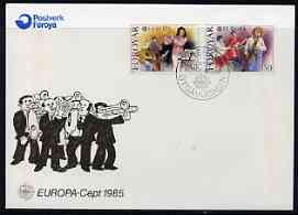 Faroe Islands 1985 Europa - Music Year perf set of 2 on Illustrated cover with special first day cancel, stamps on music, stamps on europa