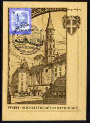 Austria 1982 illustrated postcard honouring Joseph Haydn with special birthplace cancellation, stamps on music, stamps on composers, stamps on haydn