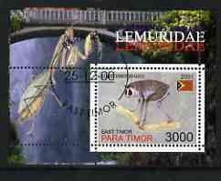 Timor (East) 2001 Lemur (Insect in margin) perf m/sheet cto used, stamps on animals, stamps on lemurs, stamps on apes, stamps on insects, stamps on 