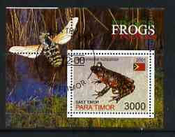 Timor (East) 2001 Frogs (Bee in margin) perf m/sheet cto used, stamps on animals, stamps on frogs, stamps on reptiles, stamps on insects, stamps on bees