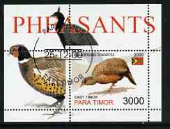 Timor (East) 2001 Pheasants perf m/sheet cto used, stamps on birds, stamps on pheasants, stamps on game