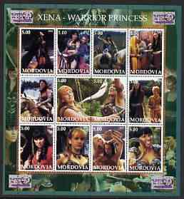 Mordovia Republic 2002 Xena - Warrior Princess #1 perf sheetlet containing set of 12 values unmounted mint, stamps on films, stamps on cinema, stamps on entertainments, stamps on sci-fi