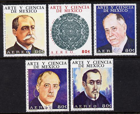 Mexico 1973 Arts & Sciences #3 (Astronomers) set of 5 unmounted mint (SG 1284-8), stamps on space, stamps on science, stamps on astronomy