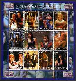 Mordovia Republic 2002 Xena - Warrior Princess #3 perf sheetlet containing set of 12 values unmounted mint, stamps on films, stamps on cinema, stamps on entertainments, stamps on sci-fi