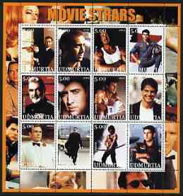 Udmurtia Republic 2002 Movie Stars #2 perf sheetlet containing set of 12 values unmounted mint (S Connery, Nicolas Cage, Stallone & Tom Cruise), stamps on entertainments, stamps on cinema, stamps on films, stamps on , stamps on scots, stamps on scotland