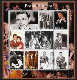 Karelia Republic 2002 Frank Sinatra #1 perf sheetlet containing set of 12 values unmounted mint, stamps on entertainments, stamps on cinema, stamps on films, stamps on music, stamps on sinatra, stamps on personalities