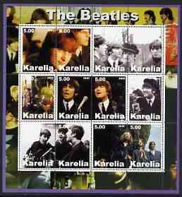 Karelia Republic 2002 The Beatles #2 perf sheetlet containing set of 12 values unmounted mint, stamps on personalities, stamps on music, stamps on pops, stamps on beatles