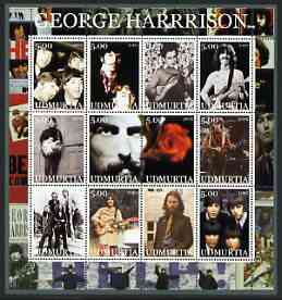 Udmurtia Republic 2002 George Harrison #1 perf sheetlet containing set of 12 values unmounted mint, stamps on personalities, stamps on music, stamps on pops, stamps on beatles