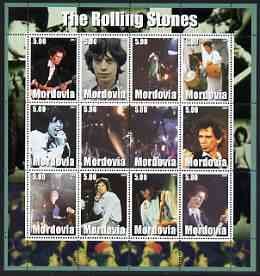 Mordovia Republic 2002 The Rolling Stones #2 perf sheetlet containing set of 12 values unmounted mint, stamps on personalities, stamps on music, stamps on pops, stamps on stones