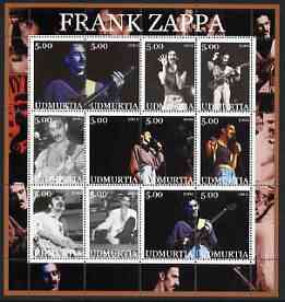 Udmurtia Republic 2002 Frank Zappa perf sheetlet containing set of 12 values unmounted mint, stamps on personalities, stamps on music, stamps on pops, stamps on 