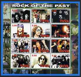 Touva 2002 Rock of the Past #2 perf sheetlet containing set of 12 values unmounted mint, stamps on personalities, stamps on music, stamps on pops, stamps on 