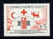 Chile 1969 League of Red Cross Societies 5E (Airmail) unmounted mint, SG 616*, stamps on red cross, stamps on 