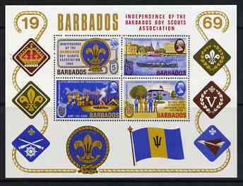 Barbados 1969 Scout Association perf m/sheet (only 13,000 produced) unmounted mint SG MS 397, stamps on scouts, stamps on rowing
