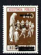 Portuguese India 1961 40c Charity Tax stamp (Children with Nurse) surcharged 7np on 7np (prepared for use prior to the invasion but unissued) unmounted mint , stamps on children