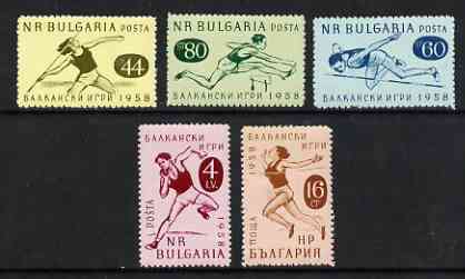 Bulgaria 1958 Balkan Games perf set of 5 unmounted mint, SG 1118-22, stamps on sport, stamps on running, stamps on javelin, stamps on hurdles, stamps on high jump, stamps on shot