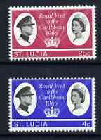 St Lucia 1966 Royal Visit perf set of 2 unmounted mint, SG 220-21, stamps on , stamps on  stamps on royalty, stamps on  stamps on royal visits