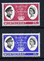 Montserrat 1966 Royal Visit perf set of 2 unmounted mint, SG 183-84, stamps on royalty, stamps on royal visits