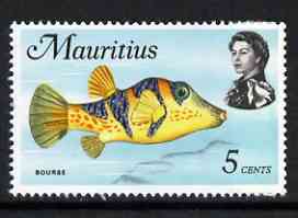 Mauritius 1969-73 Bourse Pufferfish 5c (from def set) unmounted mint, SG 385, stamps on fish