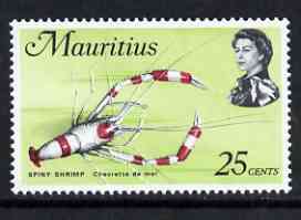 Mauritius 1969-73 Spiny Shrimp 25c chalky paper (from def set) unmounted mint, SG 389, stamps on marine life