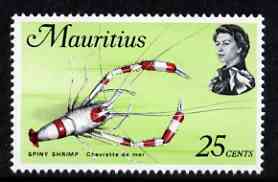 Mauritius 1975-77 Spiny Shrimp 25c chalky paper (from def set) unmounted mint, SG 481, stamps on marine life