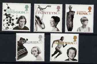 Great Britain 1996 Europa - Famous Women perf set of 5 unmounted mint, SG 1935-39, stamps on women, stamps on europa, stamps on science, stamps on sculpture, stamps on literature, stamps on personalities