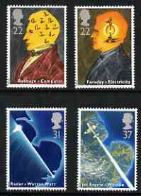 Great Britain 1991 Scientific Achievements perf set of 4 unmounted mint, SG 1546-49, stamps on science, stamps on computers, stamps on radar, stamps on aviation, stamps on personalities, stamps on maths