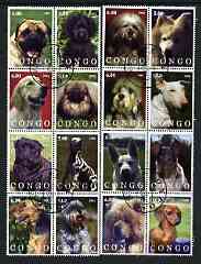 Congo 2002 Dogs #04 perf set of 16 cto used, stamps on dogs
