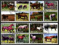 Benin 2002 Horses perf set of 16 cto used, stamps on , stamps on  stamps on animals, stamps on  stamps on horses