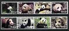 Timor 2003 The Panda perf set of 8 cto used, stamps on animals, stamps on pandas, stamps on bears