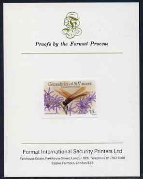 St Vincent - Grenadines 1986 Dragonflies 75c (Perithemis domitta) imperf proof mounted on Format International proof card, stamps on insects, stamps on dragonflies