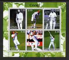 Tadjikistan 2000 Cricket perf sheetlet containing 6 values unmounted mint, stamps on sport, stamps on cricket
