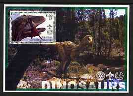 Congo 2002 Dinosaurs #06 perf s/sheet (also showing Scout, Guide & Rotary Logos) fine cto used, stamps on dinosaurs, stamps on scouts, stamps on guides, stamps on rotary