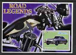 Afghanistan 2001 Road Legends perf m/sheet (Mercedes Car & Cotton motorcycle) fine cto used, stamps on motorbikes, stamps on cars