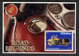 Afghanistan 2001 Road Legends perf m/sheet (Indian motorcycle) fine cto used, stamps on motorbikes