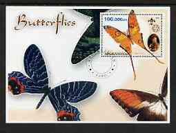 Afghanistan 2001 Butterflies #03 perf s/sheet (also showing Baden Powell and Scout & Guide Logos) fine cto used, stamps on butterflies, stamps on scouts, stamps on guides