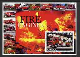 Angola 2002 Fire Engines perf s/sheet #02 fine cto used, stamps on , stamps on  stamps on fire