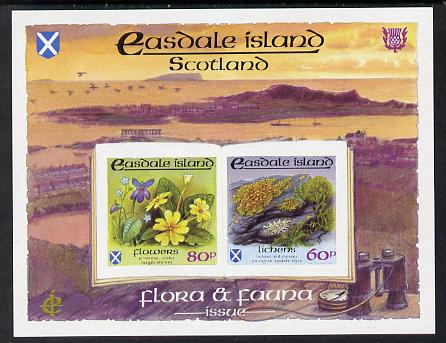 Easdale 1988 Flora & Fauna definitive imperf sheetlet containing 60p (Lichens) & 80p (Spring Flowers) unmounted mint, stamps on flowers, stamps on violas