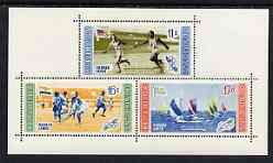 Dominican Republic 1958 Melbourne Olympic Games (4th Issue) Winning Athletes perf m/sheet (airmail) unmounted mint, SG MS 757, stamps on olympics, stamps on sport, stamps on athletics, stamps on flags, stamps on relay, stamps on field hockey, stamps on yachting