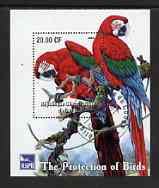 Congo 2003 Royal Society for Protection of Birds perf m/sheet (Parrots) fine cto used, stamps on environment, stamps on birds, stamps on parrots