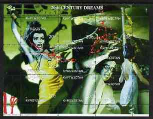 Kyrgyzstan 1999 20th Century Dreams #01 composite perf sheetlet containing 9 values unmounted mint (Maria Callas, Aristotle Onassis & Jackie Kennedy), stamps on millennium, stamps on personalities, stamps on women, stamps on music, stamps on opera, stamps on kennedy, stamps on shipping, stamps on wine, stamps on entertainments
