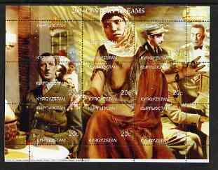 Kyrgyzstan 1999 20th Century Dreams #04 composite perf sheetlet containing 9 values unmounted mint (de Gaulle, Claude Rains, Dooley Sam Wilson, H Bogart), stamps on millennium, stamps on personalities, stamps on entertainments, stamps on de gaulle, stamps on films, stamps on cinema, stamps on pianos, stamps on personalities, stamps on de gaulle, stamps on  ww1 , stamps on  ww2 , stamps on militaria