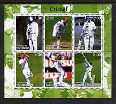 Tadjikistan 2000 Cricket perf sheetlet containing 6 values unmounted mint each optd SPECIMEN, stamps on sport, stamps on cricket
